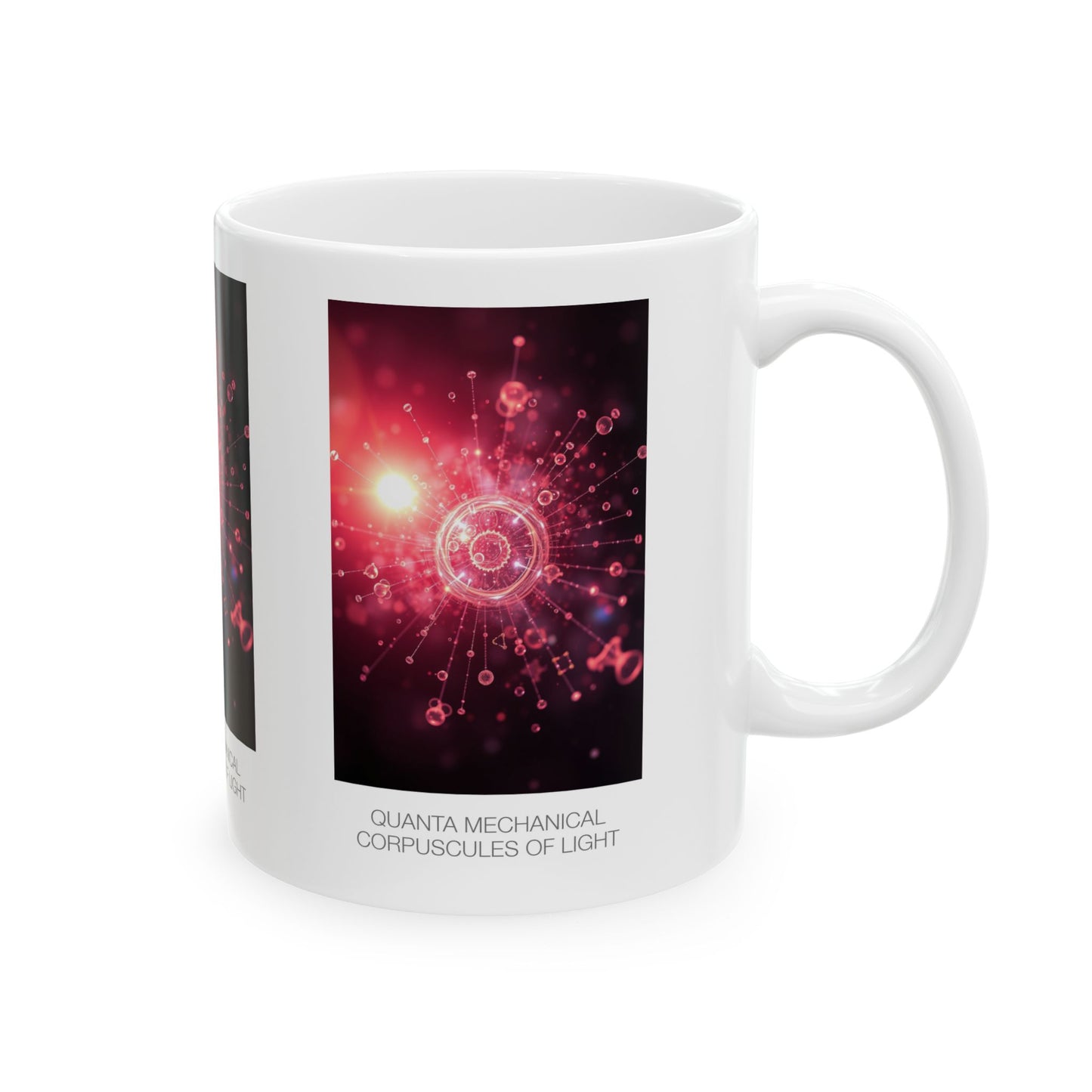 Cosmic Art Ceramic Mug - Unique Gift for Science Lovers, Quanta Mechanical Capsules of Light, Holiday Treat, Coffee Tea Cup, Space Decor