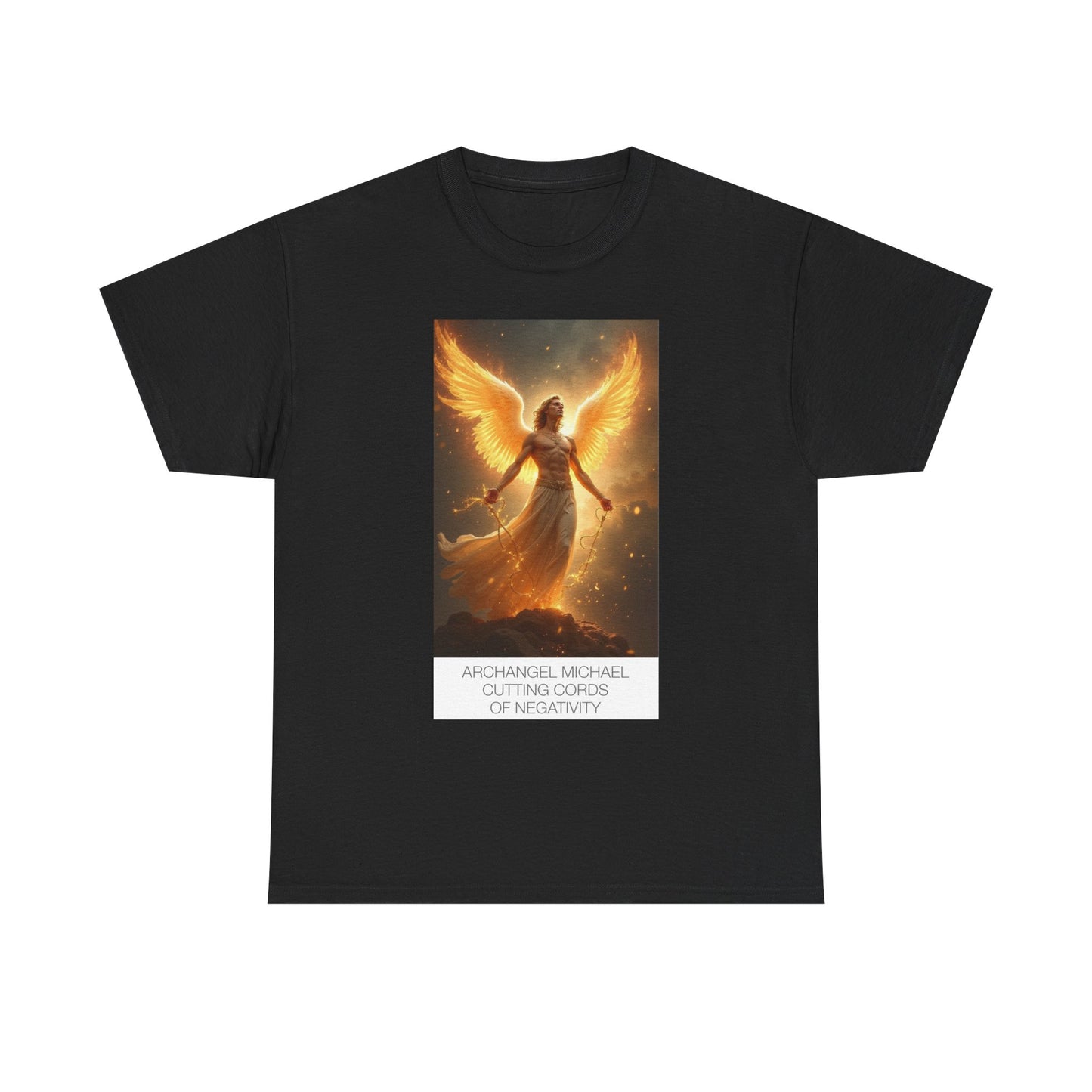 Archangel Michael Heavy Cotton Tee, Spiritual T-Shirt, Angelic Design Top, Empowerment Apparel, Gift for Him/Her