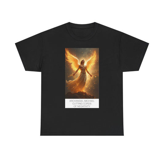 Archangel Michael Heavy Cotton Tee, Spiritual T-Shirt, Angelic Design Top, Empowerment Apparel, Gift for Him/Her