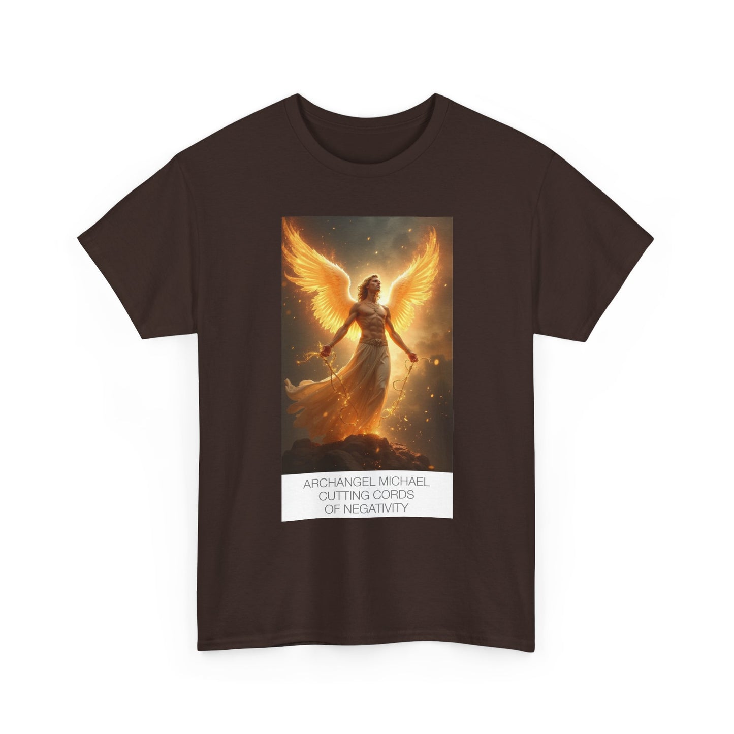 Archangel Michael Heavy Cotton Tee, Spiritual T-Shirt, Angelic Design Top, Empowerment Apparel, Gift for Him/Her