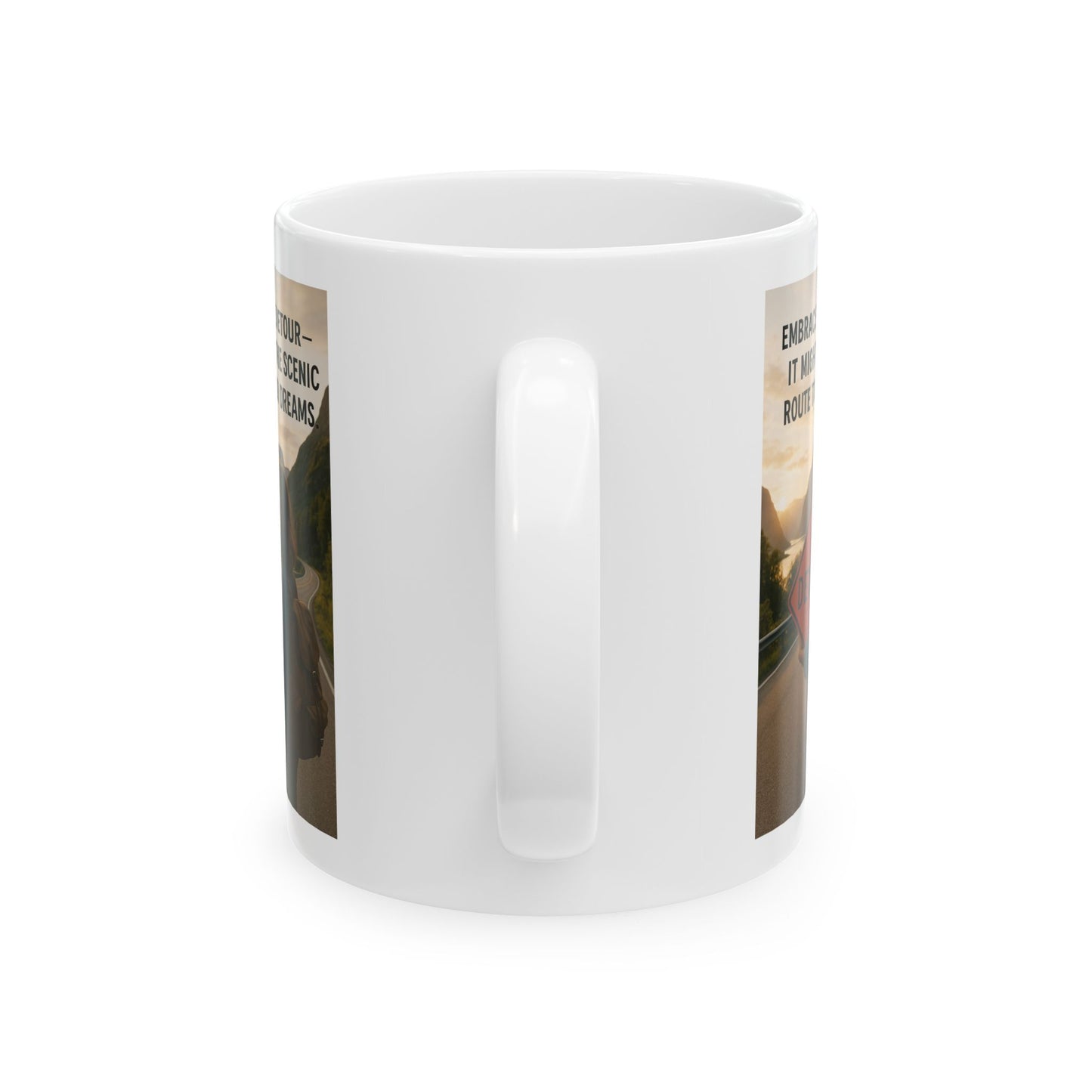 Inspirational Ceramic Mug - Embrace the Detour, Travel Gift, Motivational Coffee Cup, Adventure Mug, Road Trip Decor
