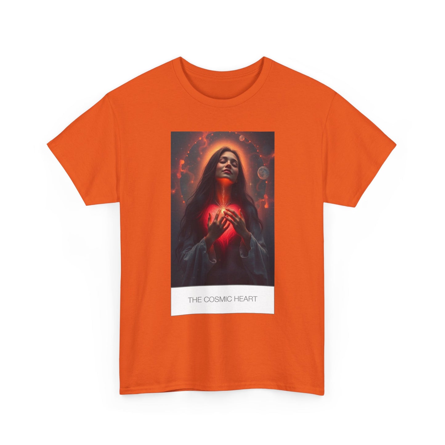 Cosmic Heart Unisex Heavy Cotton Tee, Art Tee, Spiritual Shirt, Unique Gift Idea, Meditation Apparel, Festival Wear, Boho Clothing
