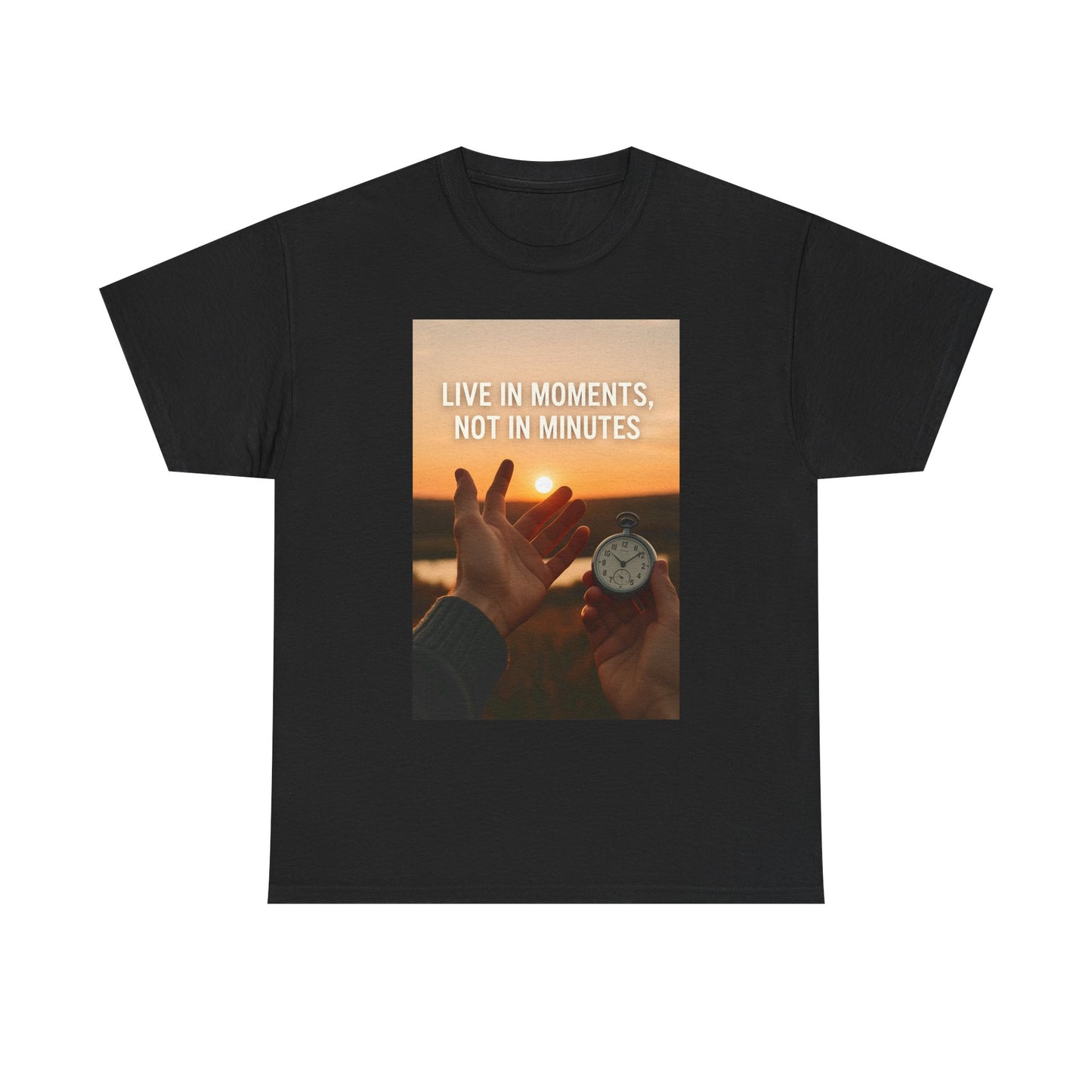 Live in Moments Unisex Heavy Cotton Tee, Casual Wear, Inspirational Shirt, Gift for Friends, Motivational Fashion