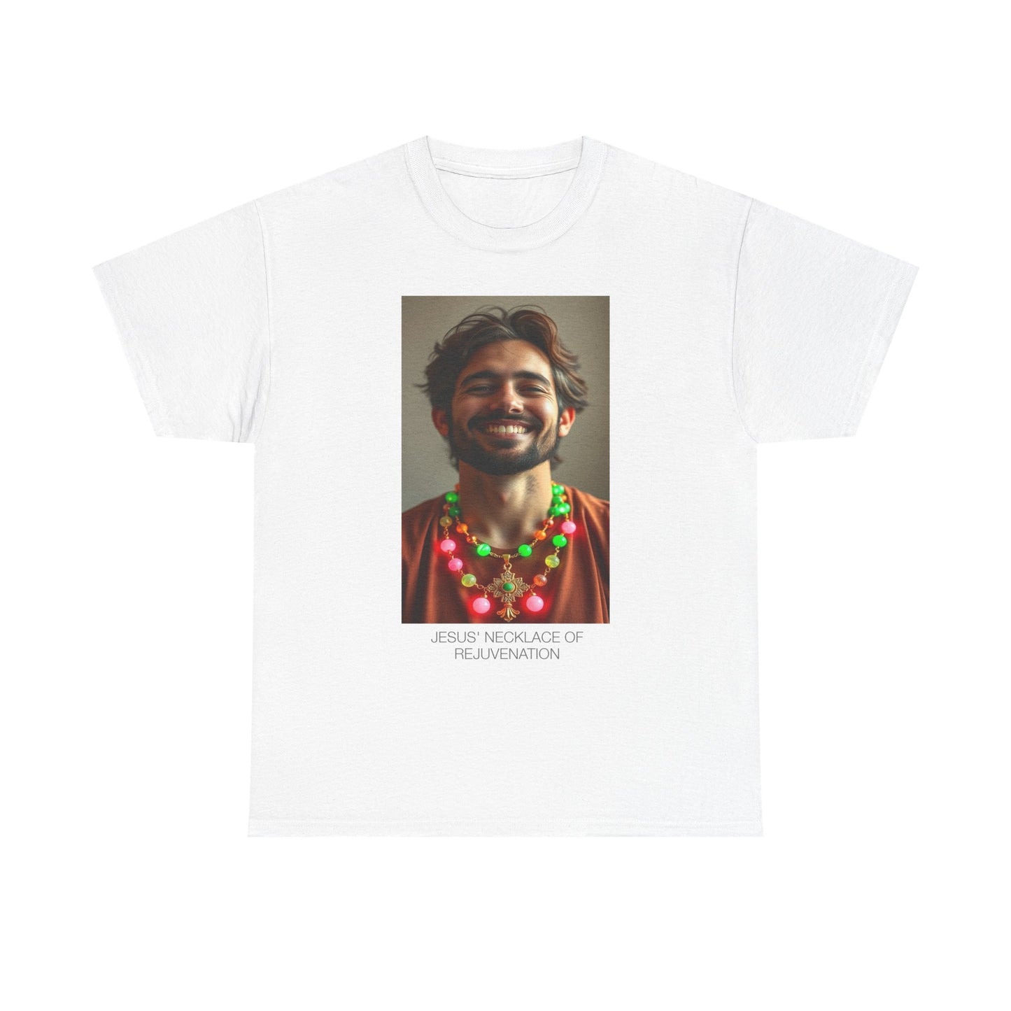 Jesus Necklace of Rejuvenation Unisex Heavy Cotton Tee, Spiritual Shirt, Funny T-Shirt, Gift for Faith, Casual Wear, Holiday Apparel