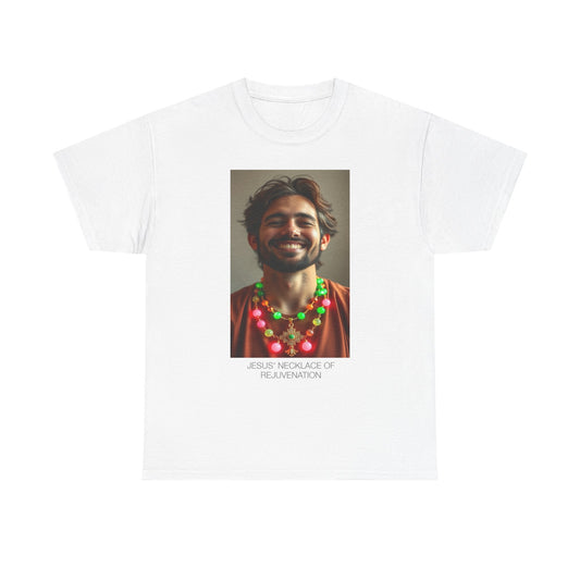 Jesus Necklace of Rejuvenation Unisex Heavy Cotton Tee, Spiritual Shirt, Funny T-Shirt, Gift for Faith, Casual Wear, Holiday Apparel