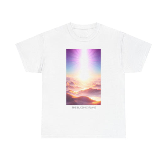 Unisex Heavy Cotton Tee with Ethereal Sunrise Design, Spiritual Shirt, Gift for Dreamers, Aesthetic Fashion, Meditation Apparel