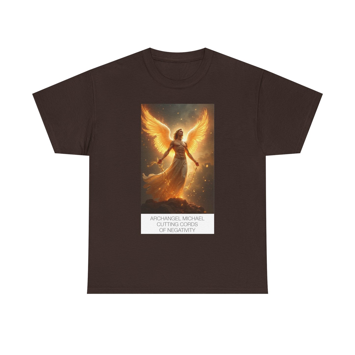 Archangel Michael Heavy Cotton Tee, Spiritual T-Shirt, Angelic Design Top, Empowerment Apparel, Gift for Him/Her