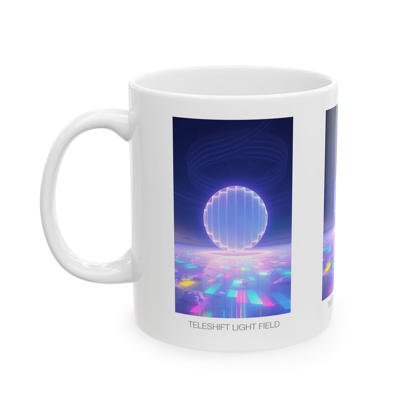 Vibrant Cosmic Ceramic Mug - Teleshift Light Field Art - Perfect Gift for Dreamers, Gamers, and Art Lovers, 11oz & 15oz