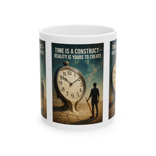 Inspirational Ceramic Mug - Time is a Construct, Motivational Gift, Daily Quote Coffee Cup, Mindfulness Mug, Unique Home Decor