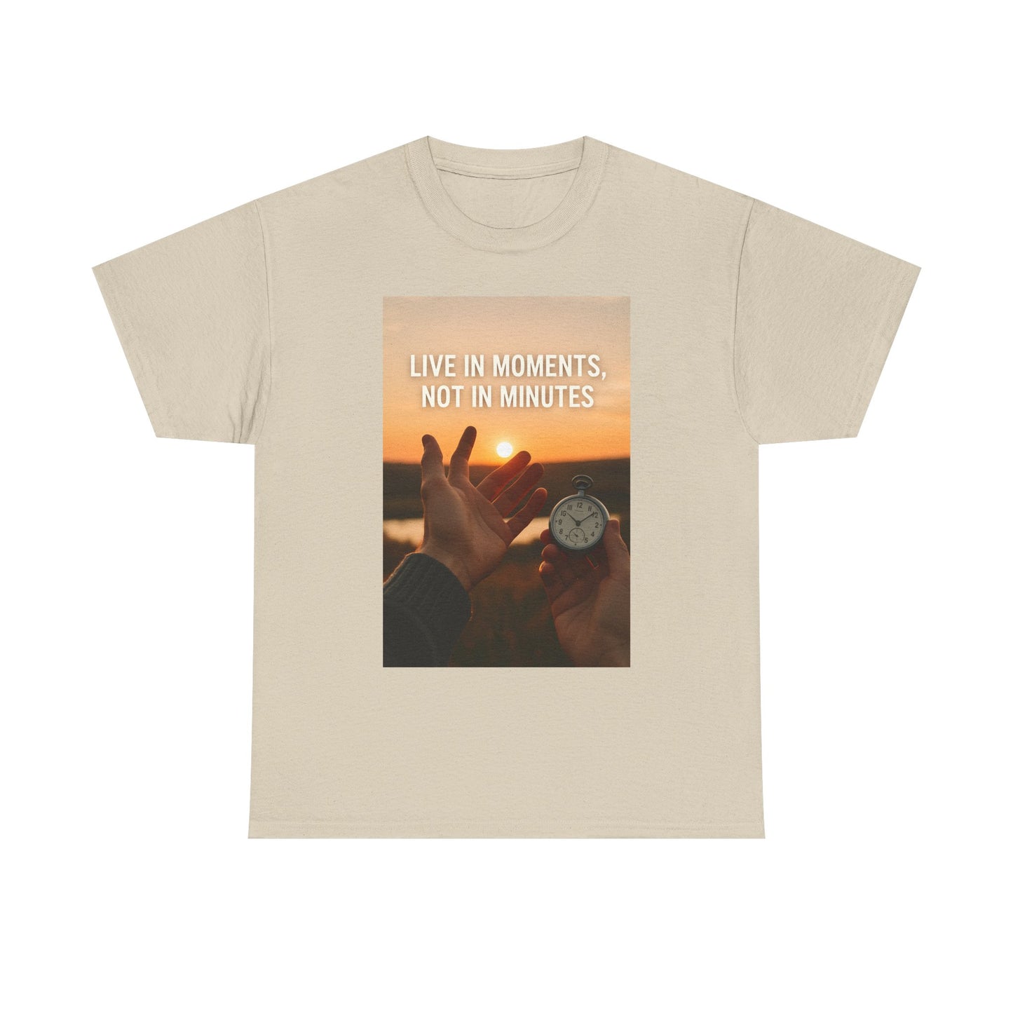 Live in Moments Unisex Heavy Cotton Tee, Casual Wear, Inspirational Shirt, Gift for Friends, Motivational Fashion