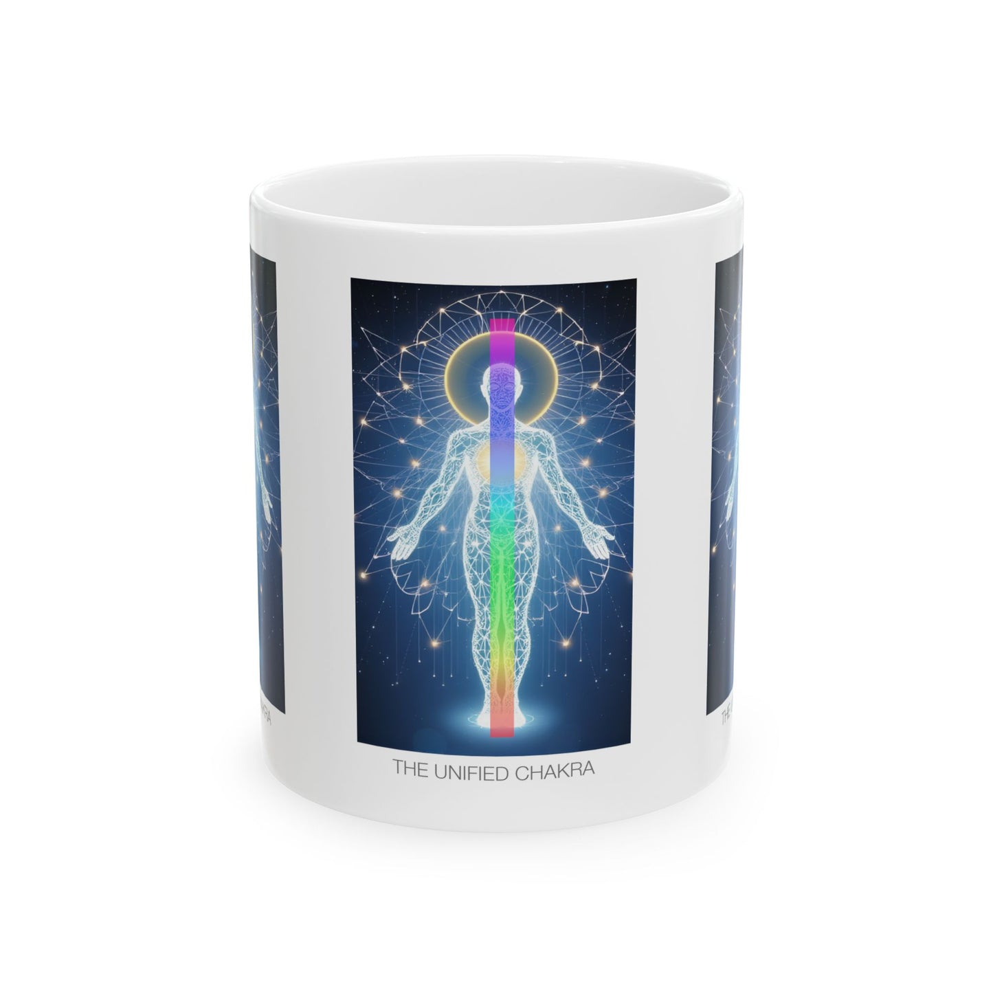 Chakra Energy Ceramic Mug, Spiritual Mug, Meditation Gift, Yoga Lover Gift, Inspirational Coffee Cup, Mindfulness Decor