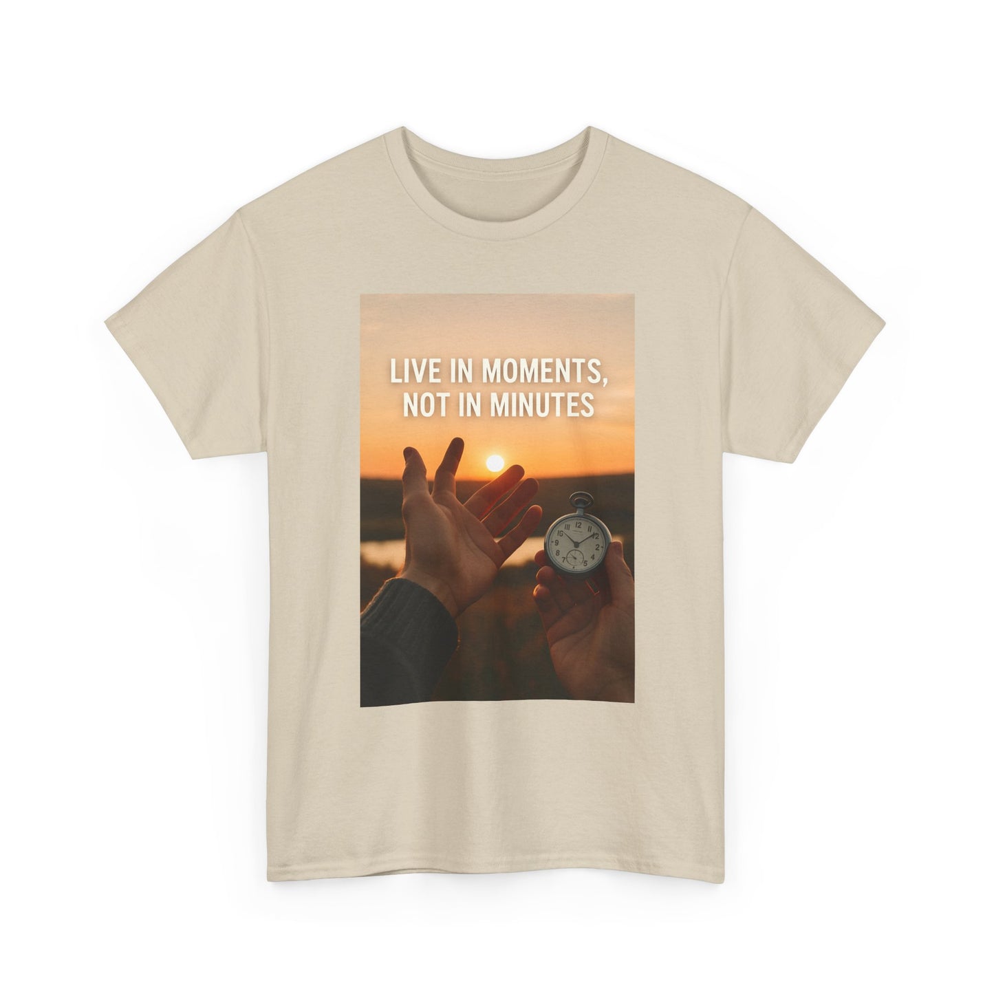 Live in Moments Unisex Heavy Cotton Tee, Casual Wear, Inspirational Shirt, Gift for Friends, Motivational Fashion