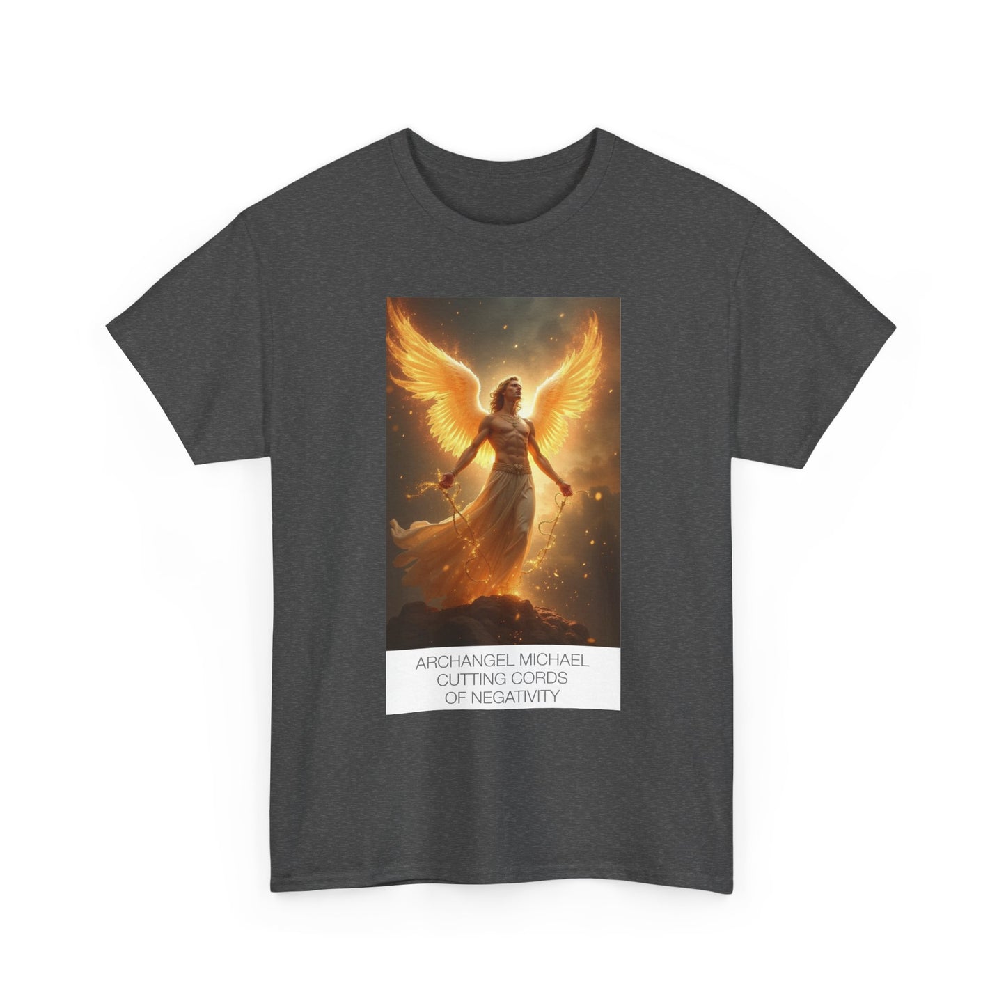 Archangel Michael Heavy Cotton Tee, Spiritual T-Shirt, Angelic Design Top, Empowerment Apparel, Gift for Him/Her