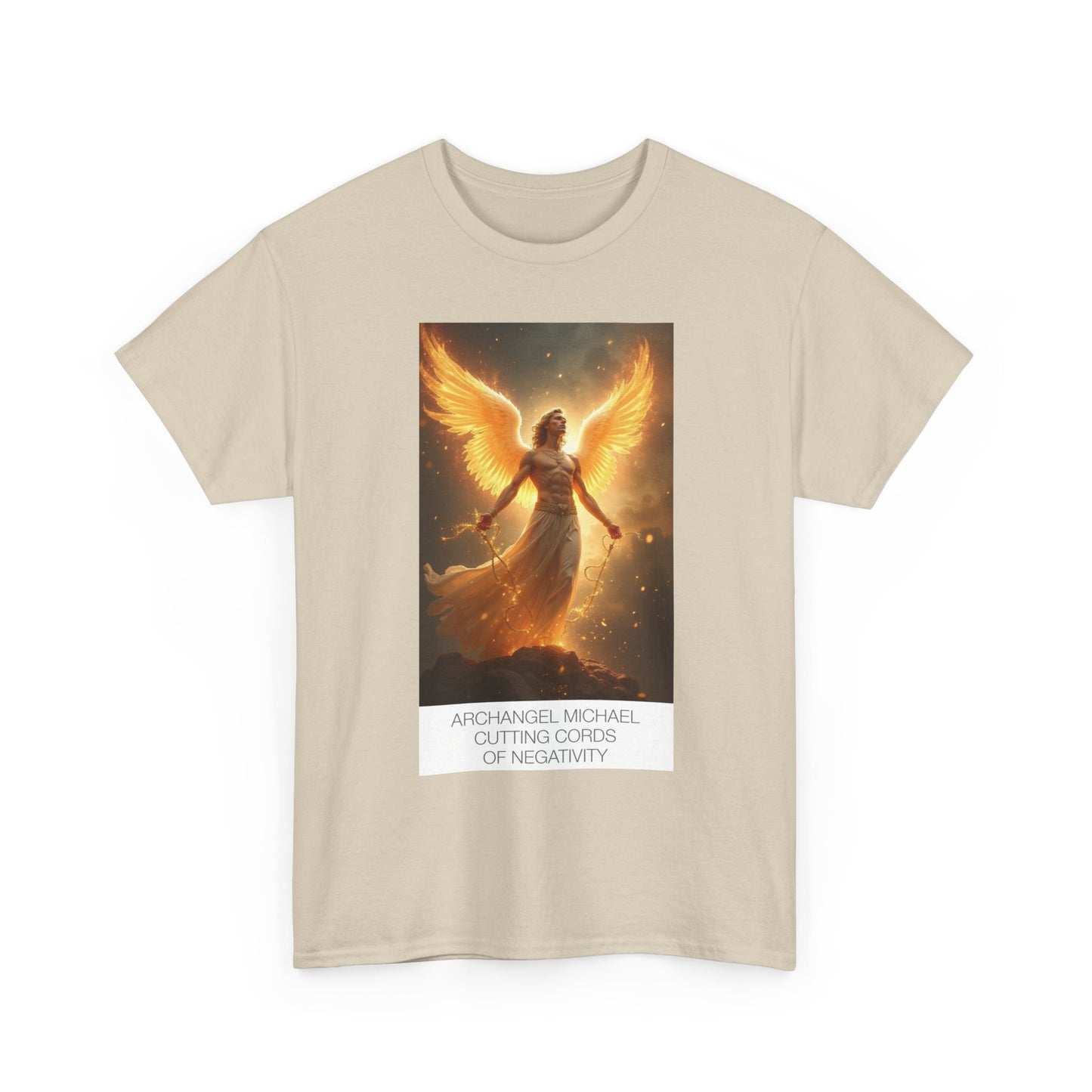 Archangel Michael Heavy Cotton Tee, Spiritual T-Shirt, Angelic Design Top, Empowerment Apparel, Gift for Him/Her