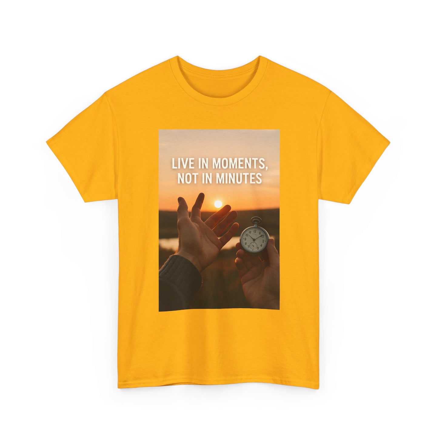 Live in Moments Unisex Heavy Cotton Tee, Casual Wear, Inspirational Shirt, Gift for Friends, Motivational Fashion