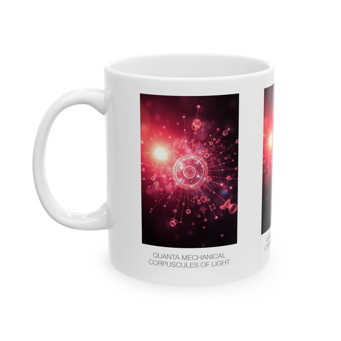 Cosmic Art Ceramic Mug - Unique Gift for Science Lovers, Quanta Mechanical Capsules of Light, Holiday Treat, Coffee Tea Cup, Space Decor