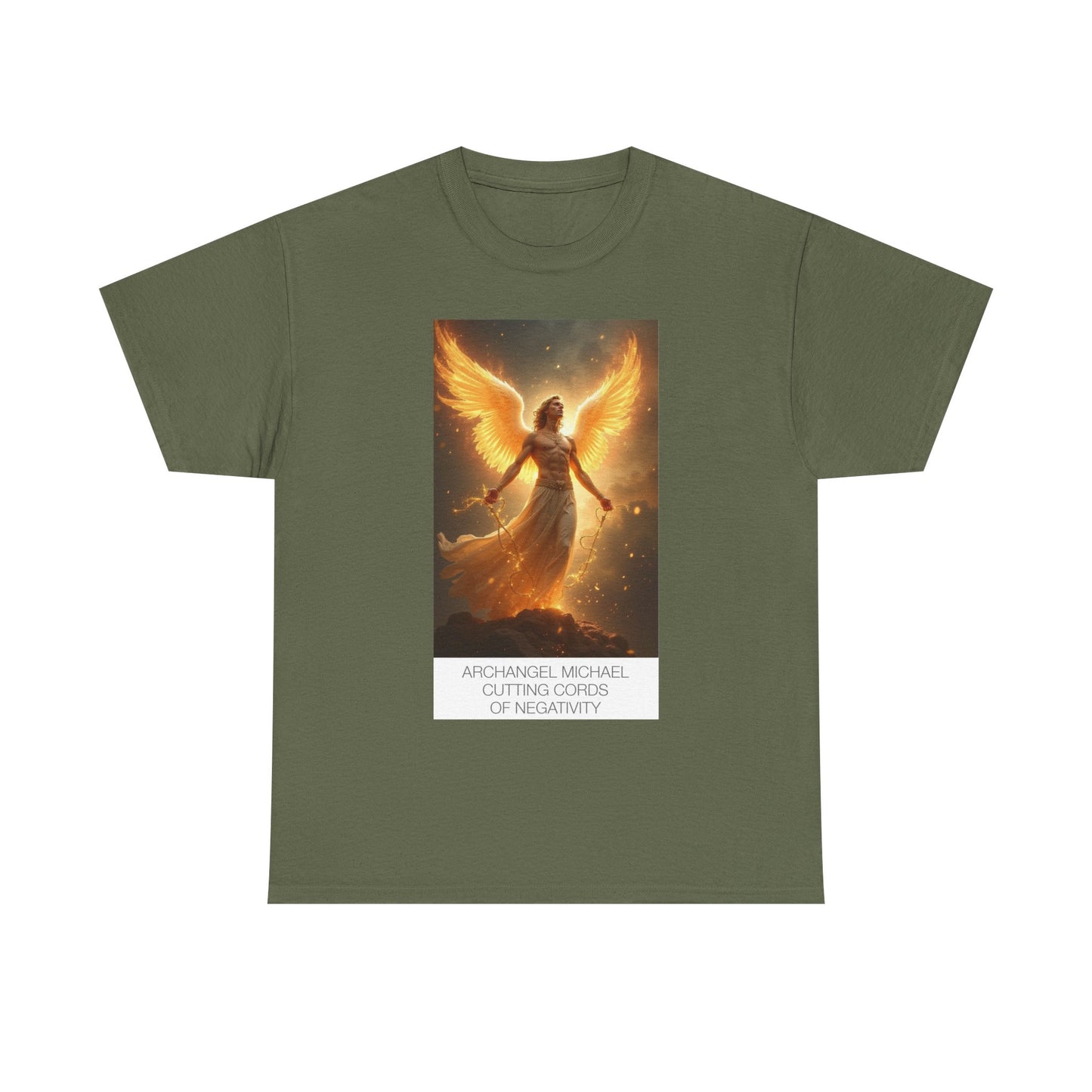 Archangel Michael Heavy Cotton Tee, Spiritual T-Shirt, Angelic Design Top, Empowerment Apparel, Gift for Him/Her