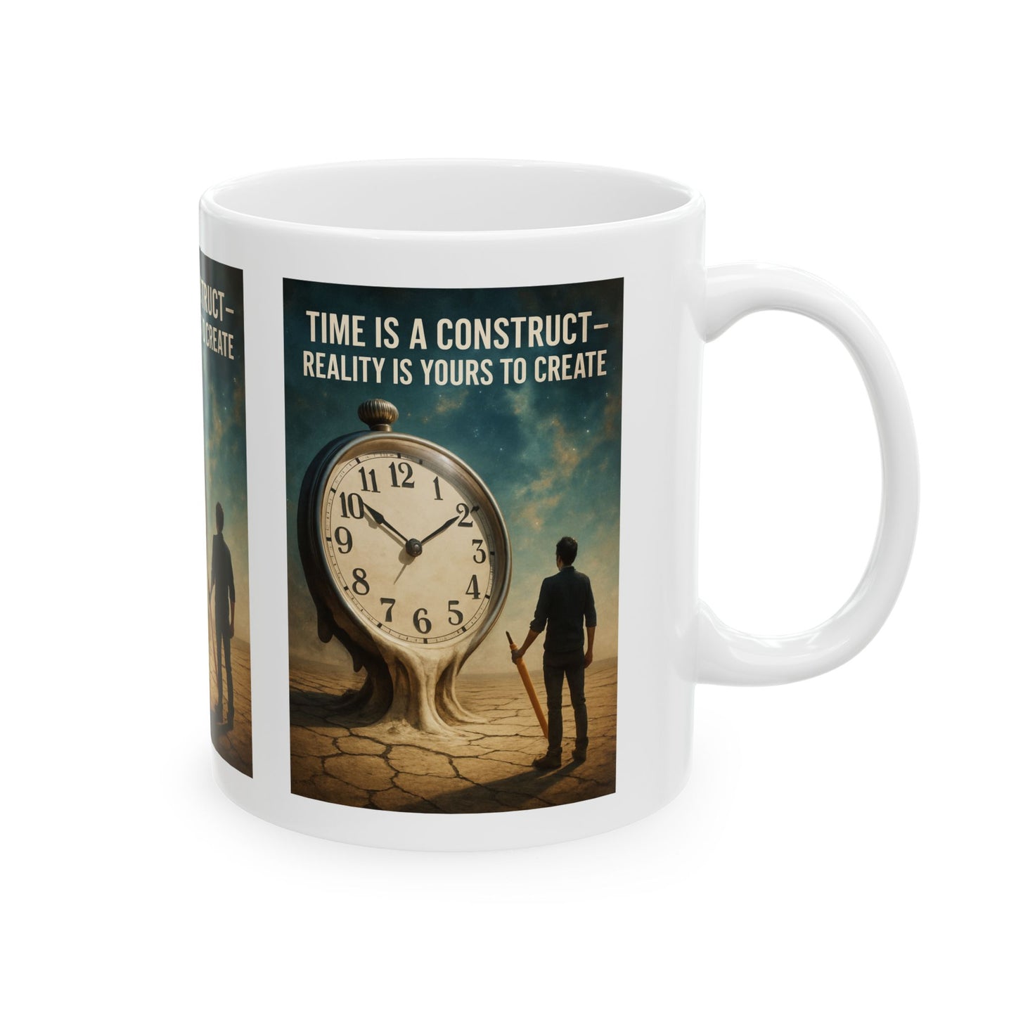 Inspirational Ceramic Mug - Time is a Construct, Motivational Gift, Daily Quote Coffee Cup, Mindfulness Mug, Unique Home Decor