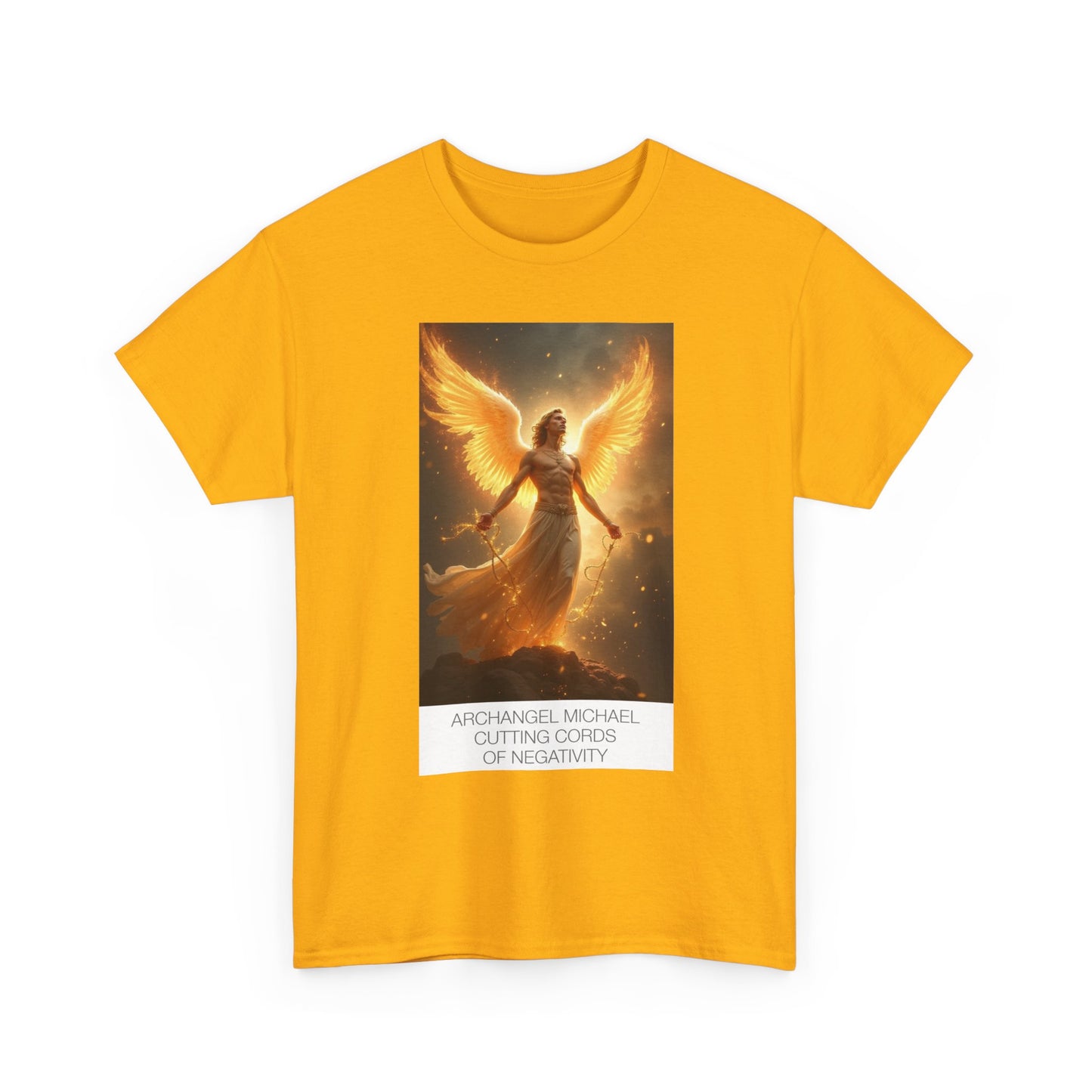 Archangel Michael Heavy Cotton Tee, Spiritual T-Shirt, Angelic Design Top, Empowerment Apparel, Gift for Him/Her