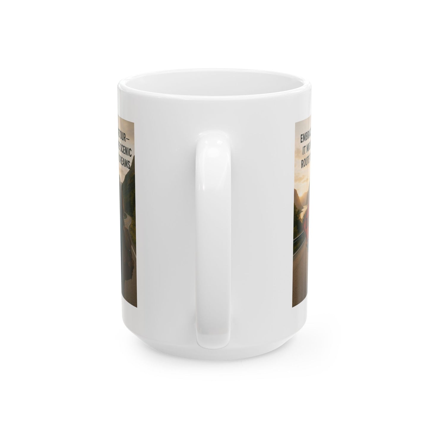 Inspirational Ceramic Mug - Embrace the Detour, Travel Gift, Motivational Coffee Cup, Adventure Mug, Road Trip Decor