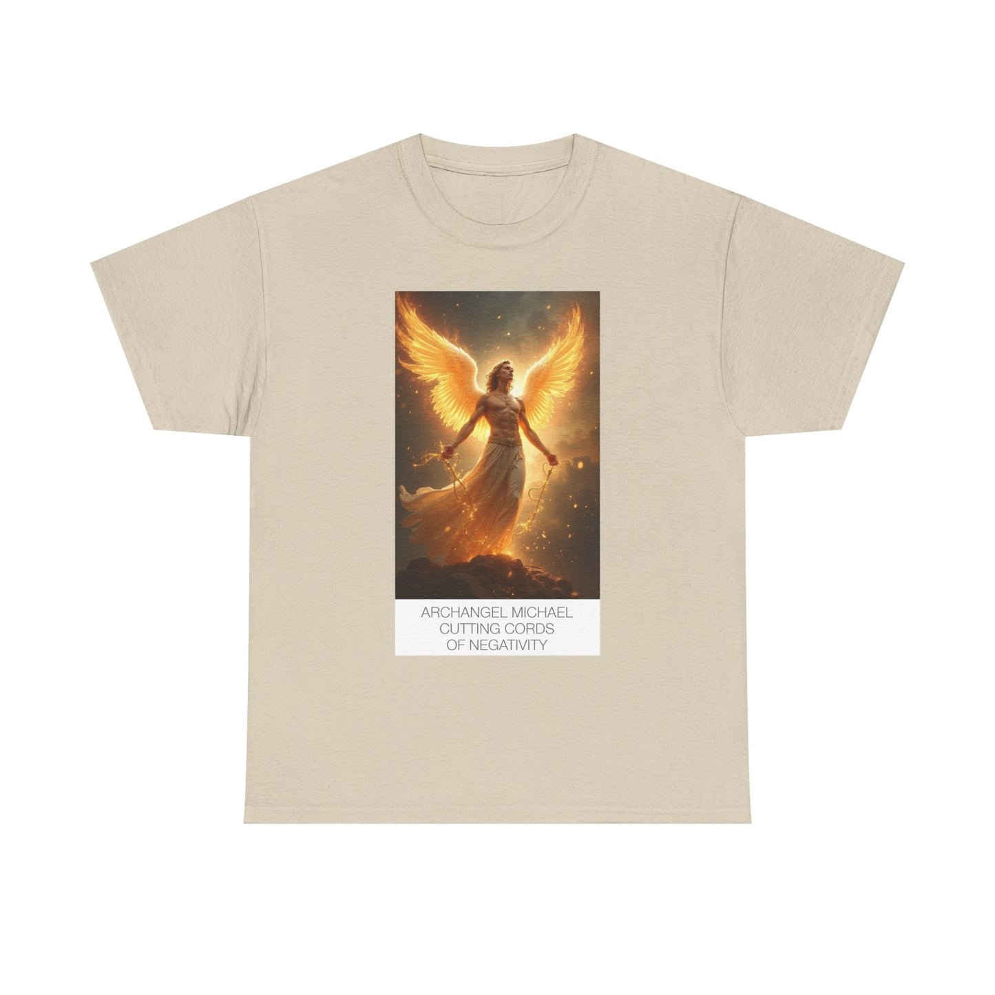 Archangel Michael Heavy Cotton Tee, Spiritual T-Shirt, Angelic Design Top, Empowerment Apparel, Gift for Him/Her