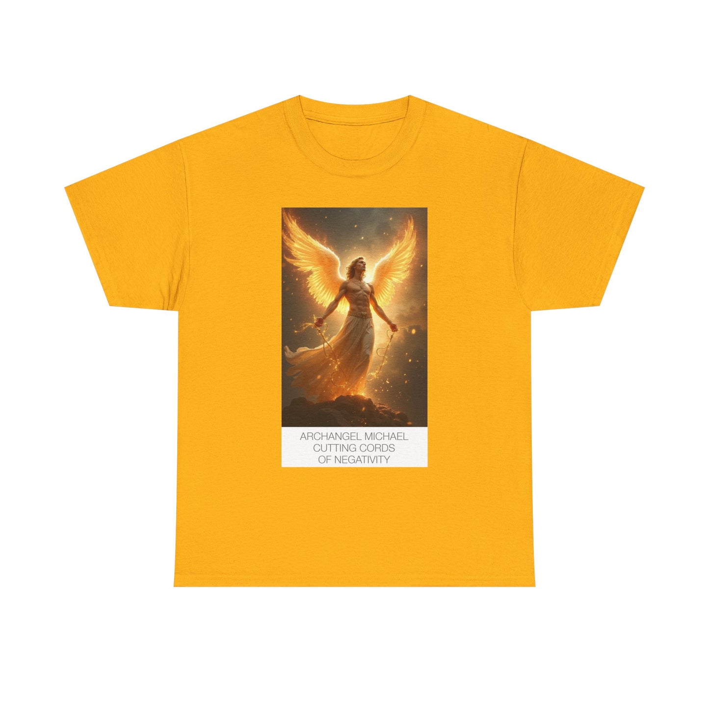 Archangel Michael Heavy Cotton Tee, Spiritual T-Shirt, Angelic Design Top, Empowerment Apparel, Gift for Him/Her