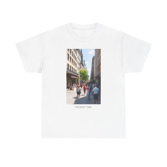 Present Time Unisex Heavy Cotton Tee, Casual Wear, Street Style Shirt, Gift for Her, Gift for Him, Everyday Tee
