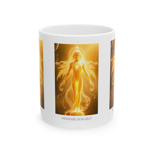 Golden Goddess Ceramic Mug - Spiritual Coffee Cup, Boho Gift for Her, Motivational Tea Mug, Warm Home Decor Accessories, 'Paradise Son [...]
