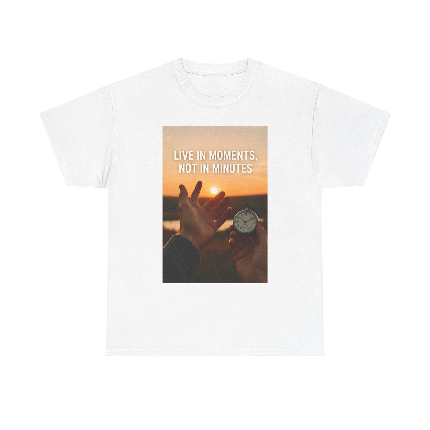 Live in Moments Unisex Heavy Cotton Tee, Casual Wear, Inspirational Shirt, Gift for Friends, Motivational Fashion