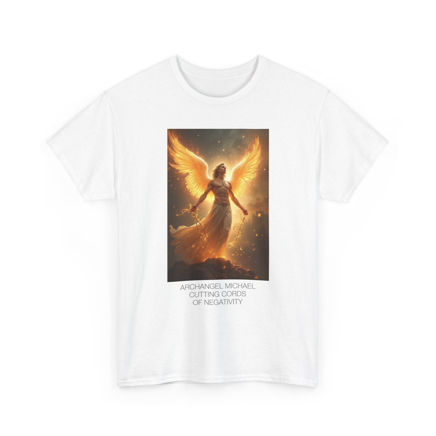 Archangel Michael Heavy Cotton Tee, Spiritual T-Shirt, Angelic Design Top, Empowerment Apparel, Gift for Him/Her