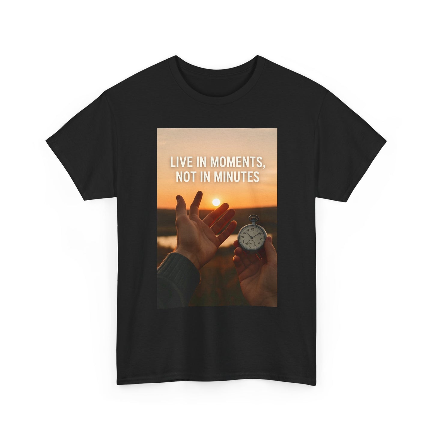 Live in Moments Unisex Heavy Cotton Tee, Casual Wear, Inspirational Shirt, Gift for Friends, Motivational Fashion