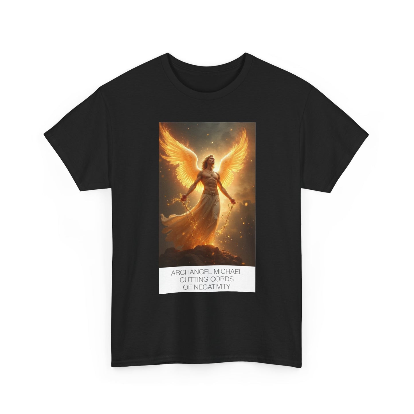Archangel Michael Heavy Cotton Tee, Spiritual T-Shirt, Angelic Design Top, Empowerment Apparel, Gift for Him/Her